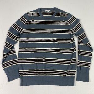 Reiss Sweater Mens Medium Blue Wool Crewneck Striped Lightweight Knit Pullover